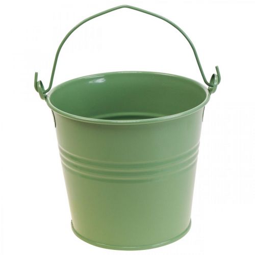 Floristik24 Planteringskärl vintage dekorativ metallhink ljusgrön Ø16cm H24cm