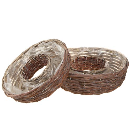 Floristik24 Växtring Växtskål Trä Naturgrå Ø30/35cm Set 2st