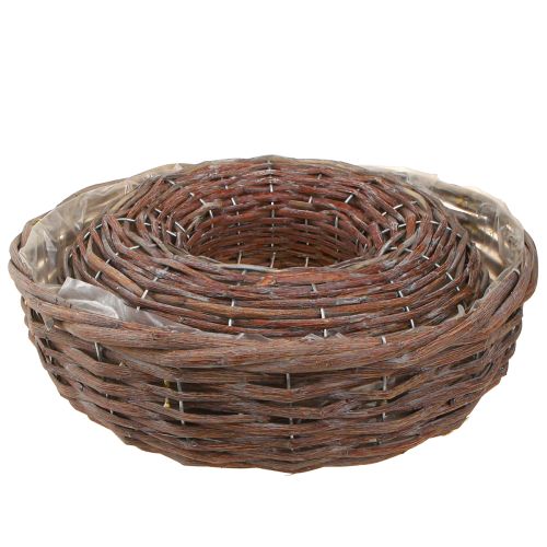 Floristik24 Växtring Växtskål Trä Naturgrå Ø30/35cm Set 2st