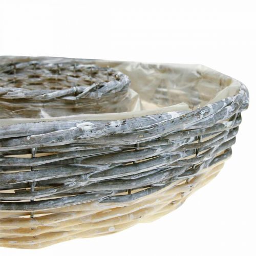 Floristik24 Växtring pil naturlig växtskål Ø44/38cm set om 2 vittvättade