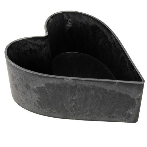 Växtskål hjärta dekorativ plastskål antracit 13×16×6,5 cm