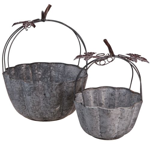 Artikel Plantskål metall pumpa dekorativ kruka zink Ø21/30cm set med 2 delar