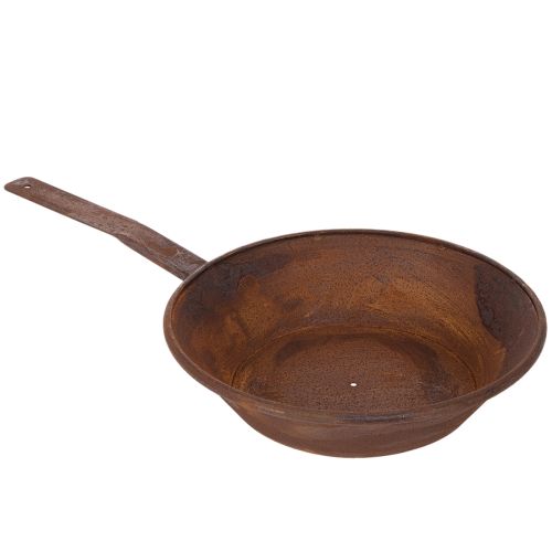 Planteringsbricka, rostfärgad panna med handtag, metallkruka, Ø31cm | Floristik24.se