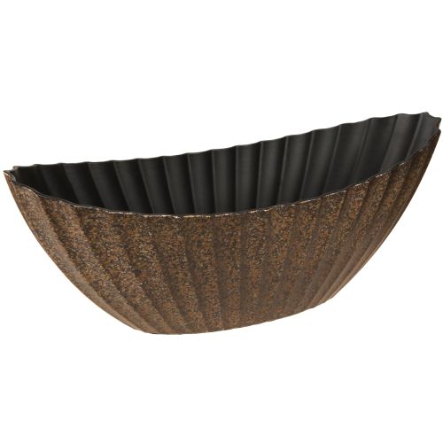 Växtskål med spår oval båt antracit guld 36cm