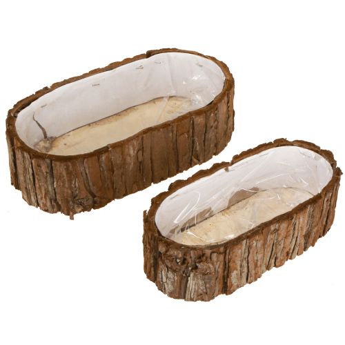 Artikel Växtskål oval naturlig bark 30,5×15cm / 24×11cm set om 2