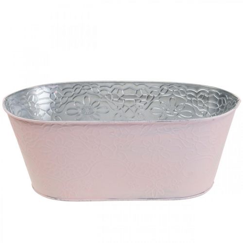 Floristik24 Växtskål metall blomskål oval rosa 25x14,5x10cm