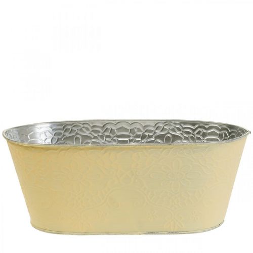 Floristik24 Växtskål metall blomskål oval gul 25x14,5x10cm