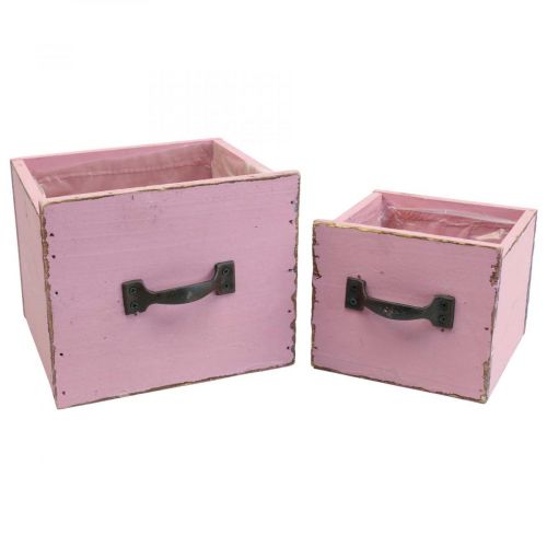 Floristik24 Växtlåda växtlåda trärosa 12,5/16cm set om 2