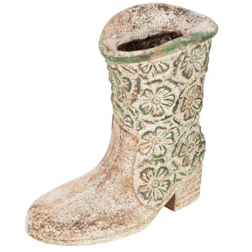 Blomkruka cowboystövel växtsko vintage blommönster 24cm | Floristik24.se