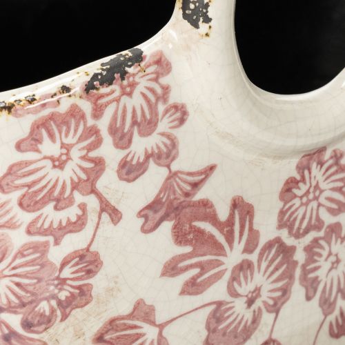 Artikel Dekorativ kruka med handtag, blommig, 21 cm