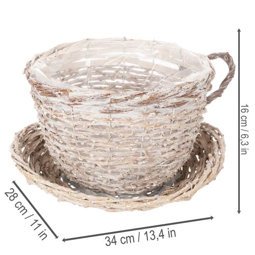 Korgkopp med fatdekoration stor bordsdekoration 34cm | Floristik24.se