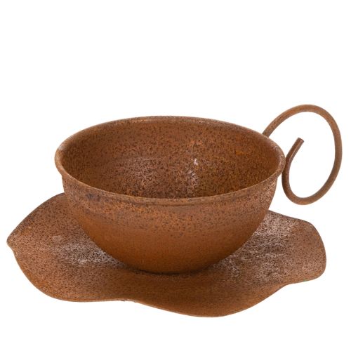 Vintage rostfärgad växtkruka och fat, Ø17,5 cm H6 cm köpa | Floristik24.se