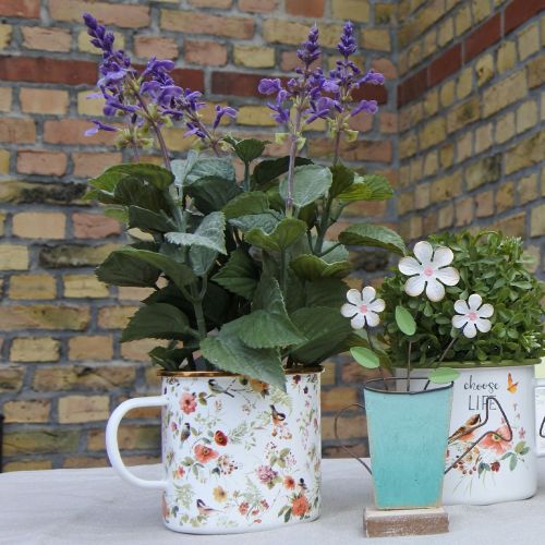Artikel Växtkopp Emaljkopp för plantering av blommor Ø11cm