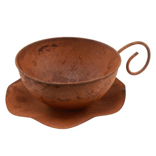 Floristik24 Växtkopp med fat växtkruka rost Ø19,5cm H8cm