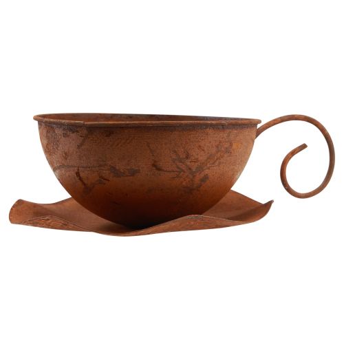Floristik24 Växtkopp med fat växtkruka rost Ø19,5cm H8cm