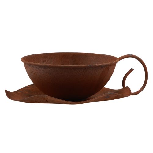 Floristik24 Växtkopp med fat vintage rost Ø17,5cm H6cm