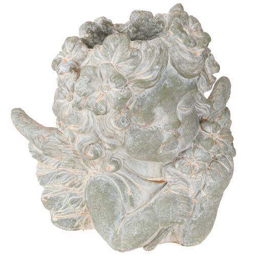 Kruka ängel gjuten stenfigur gravdekoration 19,5×12×19,5 cm