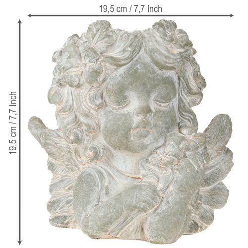Artikel Kruka ängel gjuten stenfigur gravdekoration 19,5×12×19,5 cm