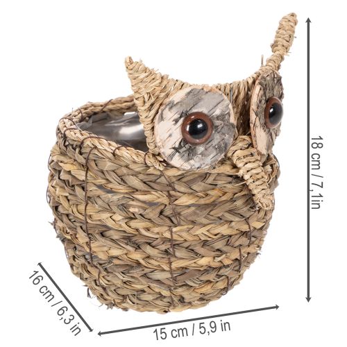Handvävd ugglekorgdekoration för fönsterbrädan, 18 cm | Floristik24.se
