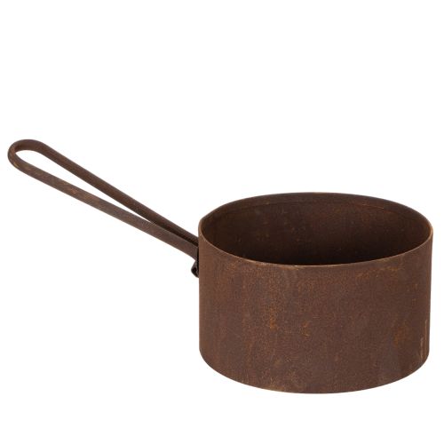 Metallkruka, planteringskärl, rostfärgad panna, dekorativt föremål, Ø20cm H11cm