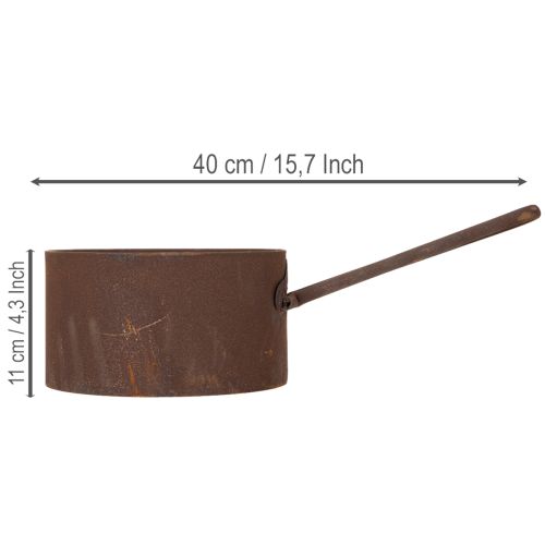 Metallkruka, planteringskärl, rostfärgad panna, dekorativt föremål, Ø20cm H11cm | Floristik24.se