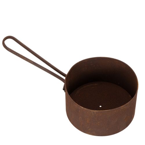 Metallkruka, planteringskärl, rostfärgad panna, dekorativt föremål, Ø20cm H11cm | Floristik24.se