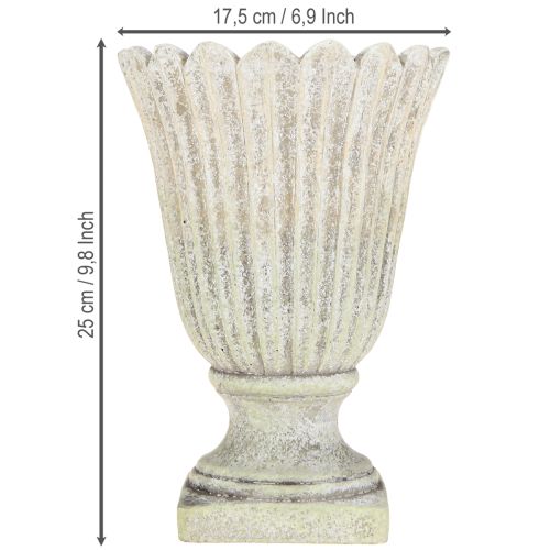 Artikel Växtkruka gjuten sten trofé antik stil grå Ø17,5cm H25cm