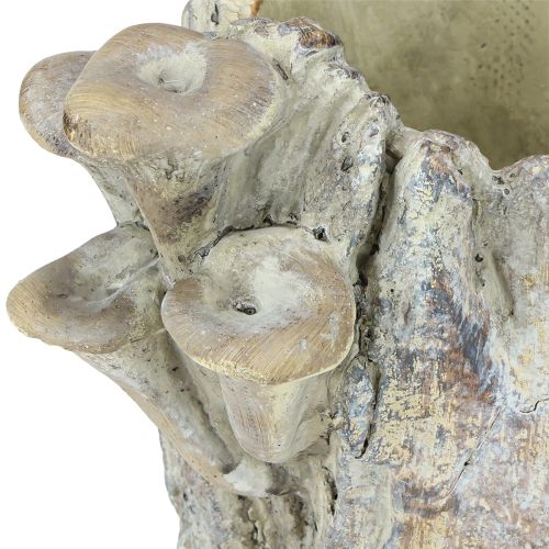 Artikel Blomkruka gjuten sten med svamp, trädstubbe 16 cm