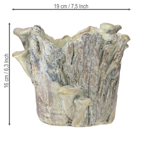 Artikel Blomkruka gjuten sten med svamp, trädstubbe 16 cm