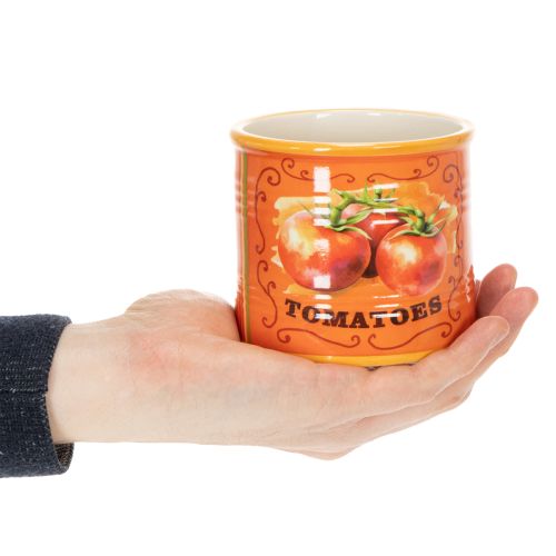 Artikel Tomatkrukaset, dekorativa blomkrukor i keramik för kök och retrodekor, 14 cm, set om 3