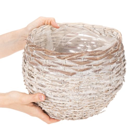 Rund flätad korg, stor dekorativ korg för plantering, 23 cm | Floristik24.se