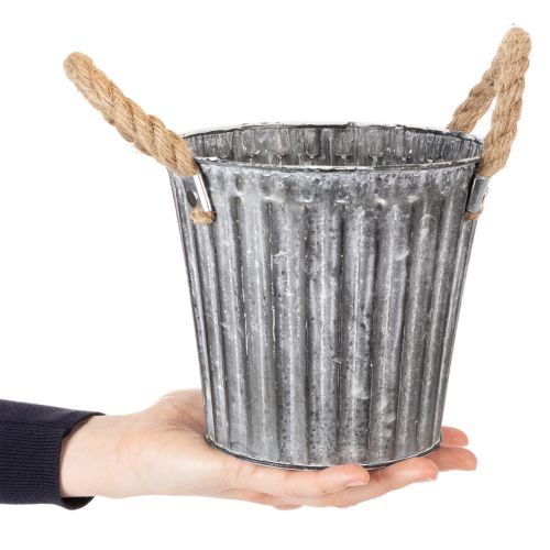 Metallkruka, dekorativ kruka med handtag, planteringsburk, kruka Ø16,5 cm | Floristik24.se