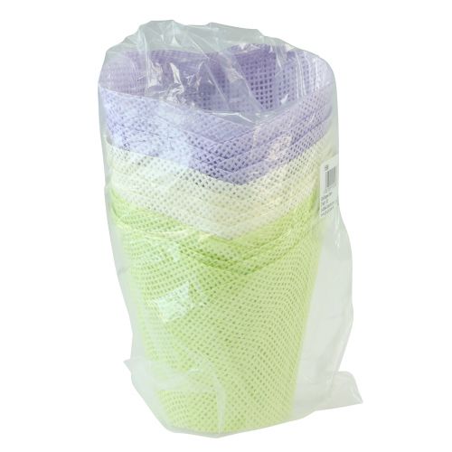 Artikel Växtkruka vävt papper grön gul lila Ø9cm H18cm 9 st