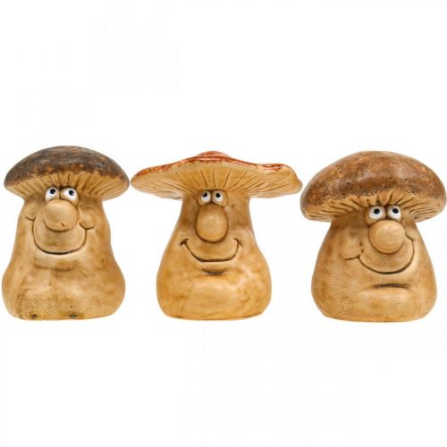 Floristik24 Keramisk dekorativ svamp med ansikte brun figur H12cm 3st