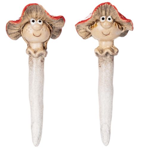 Svampplugg Dekorativ Figur Flicka och Pojke Flugsvamp med Ansikte 13cm 2st | Floristik24.se
