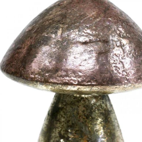 Deco svamp rosa höstdekor metall Ø9cm H13,5cm 2st