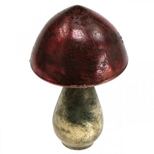Artikel Dekorativ svamp Röd Stor Glas Höstdekoration Ø14cm H23cm