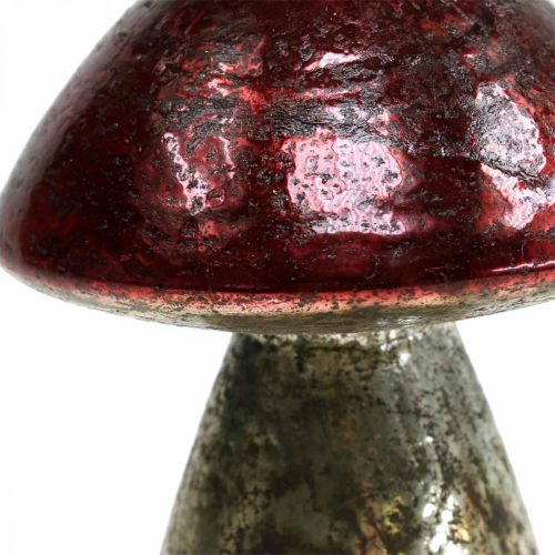 Floristik24 Deco svamp glas röd vintage höst dekoration Ø9cm H13,5cm 2st