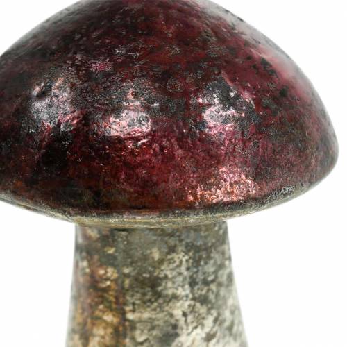Floristik24 Dekorativ svamp metallisk finish hallonfärgad, silver H10cm