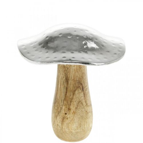 Floristik24 Deco svamp metall trä silver, naturlig höstdekoration 13cm