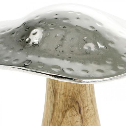Floristik24 Deco svamp metall trä silver, naturlig höstdekoration 13cm