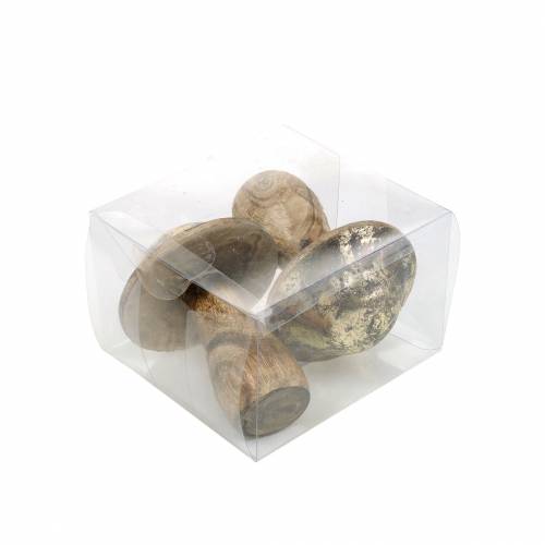 Floristik24 Träsvamp gyllene, naturligt mangoträ Ø6.8cm H9.8cm 2st