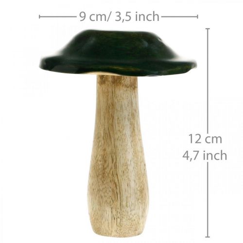 Floristik24 Svampgrönt mangoträ höstdekoration av trä Ø9cmH11cm 2st