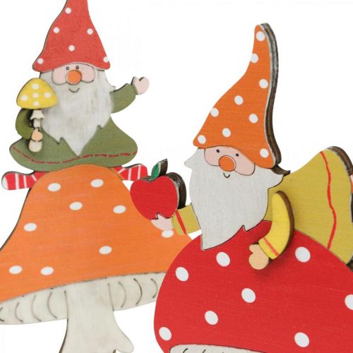 Artikel Flugsvamp för höst, trädekoration, gnome på svamp orange / röd H21 / 19,5cm 4st