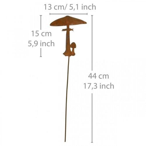 Floristik24 Rust deco svamp trädgårdsstake metall höstdekoration 44cm