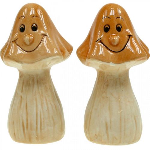 Artikel Dekorativa svampar keramikbruna höstdekorationsfigurer Ø6cm H10,5cm 3 st.