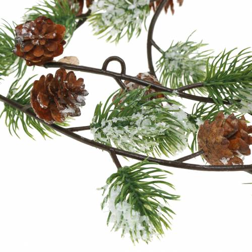 Floristik24 Tallgirlang med kottar täckta med snö 145cm