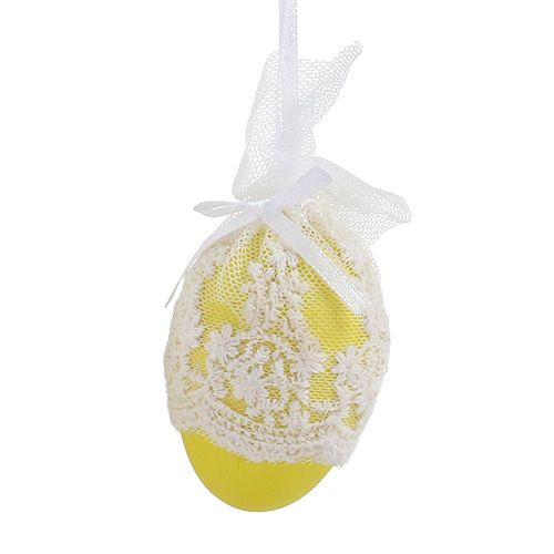 Artikel Plastdekorativa ägg med tyll för att hänga 6cm 6st