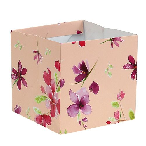 Floristik24 Papperspåse 12 cm x 12 cm rosa med mönster 8st