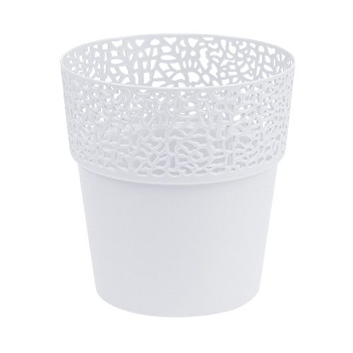 Floristik24 Plastkruka vit Ø14,5cm H15,5cm 1 st